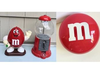 Vintage Kids Gum-ball Machine And M&m Memorabilia: M&m Guy Dispenser & Vintage Opening M&m