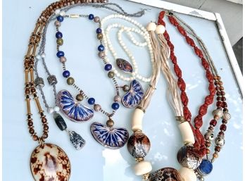 Colorful, Fun & Funky! Lot Of 7 Assorted Necklaces For Practically Any Occasion