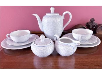 9 Piece Stadtilm Blue/Cream Porcelain Tea Set - Photograph Doesn't Capture Blue Color Well