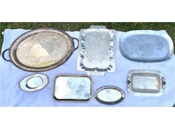 Assorted Silverware Lot 3: Serving Platters & Trays
