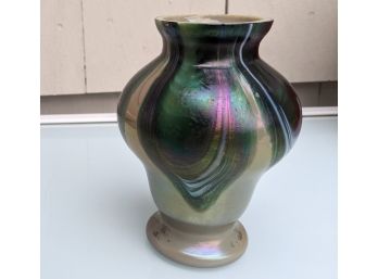 Vintage Iridescent Marbled Glass Vase