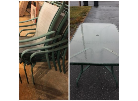 Green Aluminum Frame Patio Table And 4 Chairs
