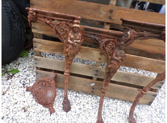 Antique Iron Table With Women And Lions Design For Restoration