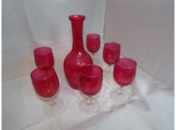 Ruby Red Glasses And Decanter