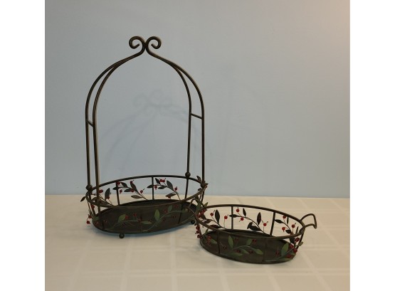 2 Metal Baskets W Berry Accents