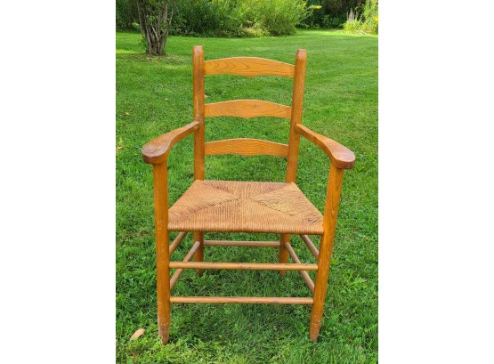 Sturdy Maple Shaker Style Arm Chair W Fibre Rush Seat