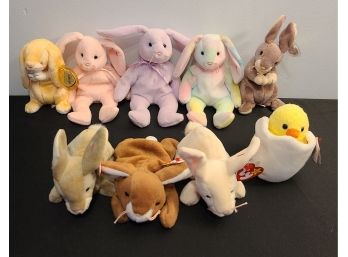 Ty Beanie Babies- Bunny Theme And A Chick In An Egg, All W Tags