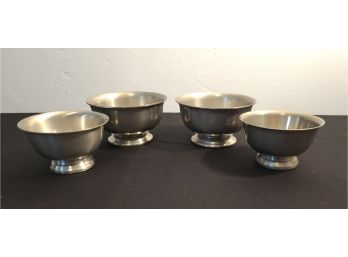 4 Pewter Bowls, 2 Different Size