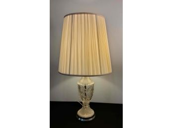 Vintage Cut Glass Lamp W Shade, Works