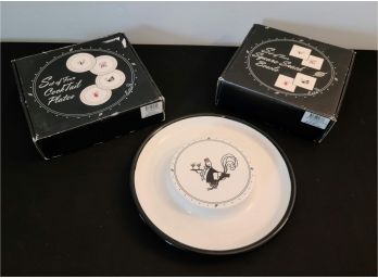 Entertaining Set, Includes NIB Cocktail Plates (4) And Bowls (4) And Hor Dourves Dish