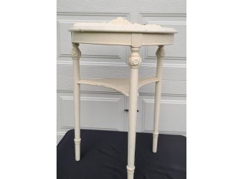 Painted White Wooden Table W A Shelf
