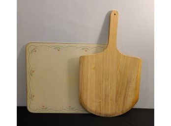 Large Glass Cutting Board And Pizza Paddle