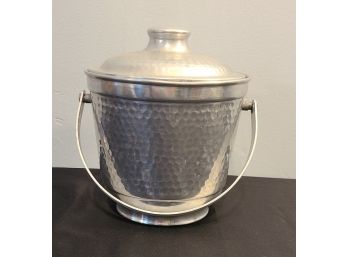 Vintage Hammered Aluminum Ice Bucket, Made In Italy