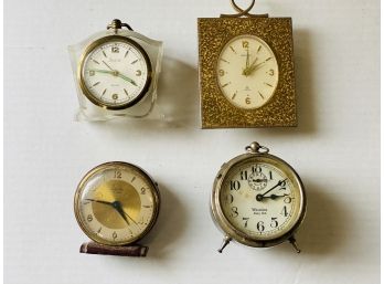 Collection Of Small Vintage Windup Clocks