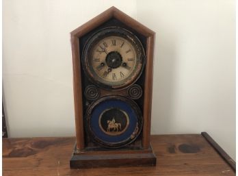 Antique Clock With Horse Picture