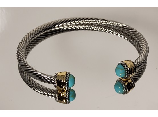 Turquoise Twisted Cable Bangle Cuff Bracelet
