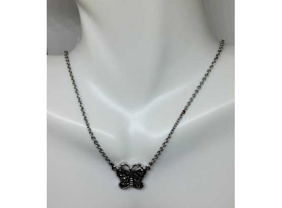 Fashion Silver Tone Butterfly Necklace