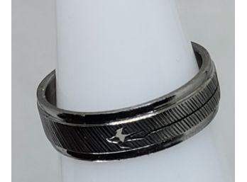 Stainless Steel Silvertone Band With Bird Design