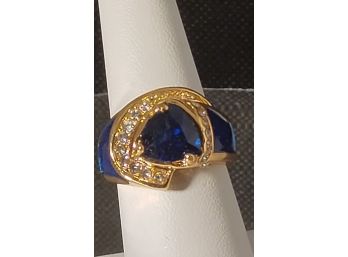 Blue And Clear Stone Fashion Ring