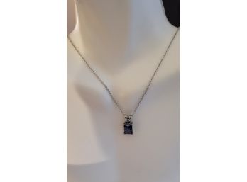 Beautiful 2.10ct Created Iolite 'Drop' Pendant Sterling Silver Necklace