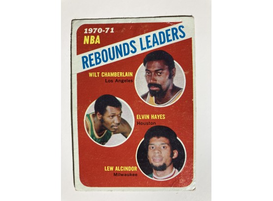 '71-72 Topps NBA Rebounds Leaders Feat. Wilt, Elvin Hayes And Lew Alcindor