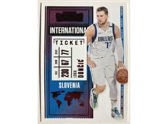 Luka Doncic '20-21 Panini-Contenders Red Parallel International Ticket Card