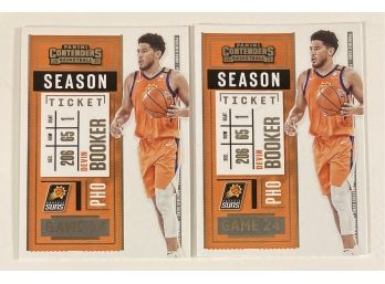 Pair Of Devin Booker 2021 Panini-Contenders Season Tickets Cards