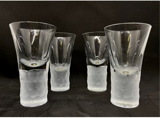 Vintage Frosted Crystal Small Glasses, Poland