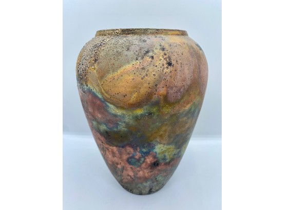 Vintage Raku Pottery Vase Signed Bucon