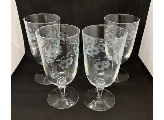 Set 4 Cut Crystal Wine Glasses