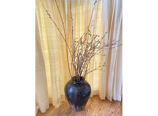 Large Ceramic Vase With Pussywillow