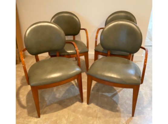 Four Mid Century Modern Dining Chairs: 2 Designed With Only One Armrest
