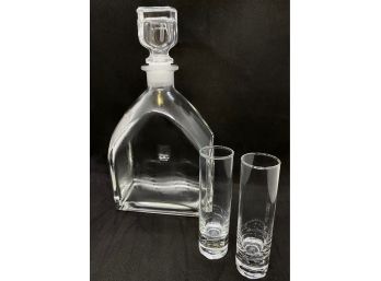Luigi Bormioli Light & Music Glass Decanter, Italy & 2 Small Glasses