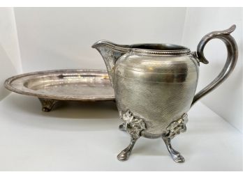 Vintage Silver Plate Pitcher & Tray