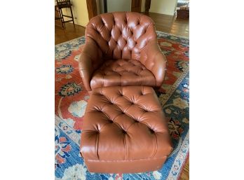 Leather Armchair & Orroman