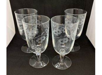 Set 4 Cut Crystal Wine Glasses