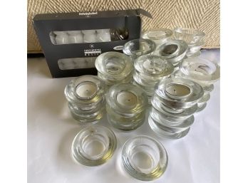 40 Glass Votive Candle Holders & Extra Candles