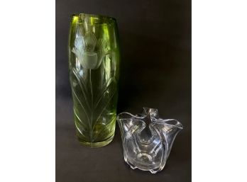 Two Crystal Glass Vases