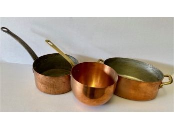 Three Copper Pots, One Domed, France