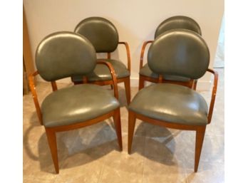 Four Mid Century Modern Dining Chairs: 2 Designed With Only One Armrest