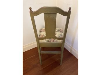 Vintage Green And Pink Floral Hand Painted Chair