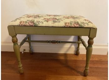 Vintage Green And Pink Floral Hand Painted Bench