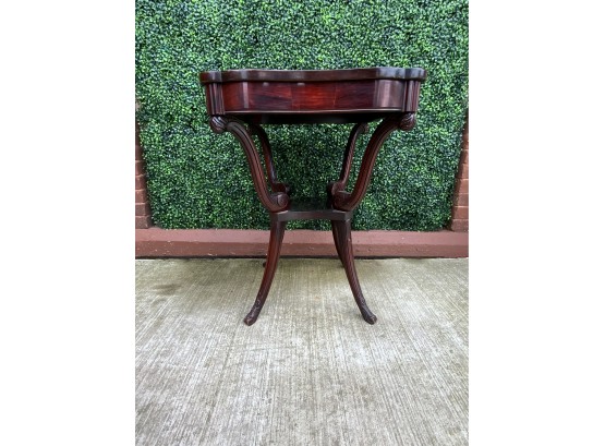 Vintage English Regency Mahogany Red Leather Top Side Table
