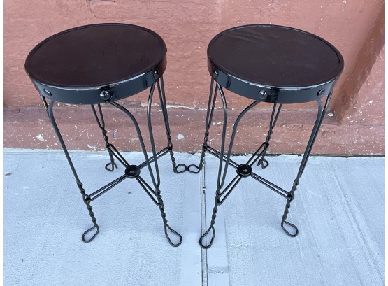 Two Wrought Iron Stools
