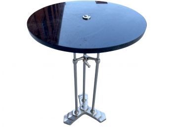 Art Deco Adjustable Accent Table With Black Granite Top