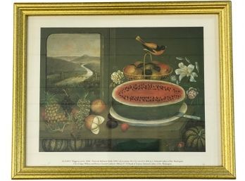 Wagguno Fruit And Baltimore Oriole 1858 Print In Gold Frame