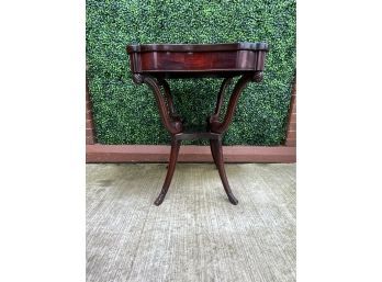 Vintage English Regency Mahogany Red Leather Top Side Table