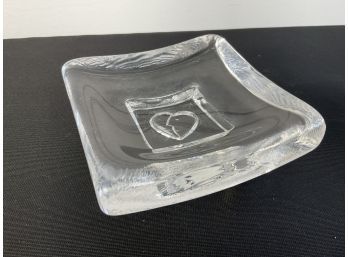 Kosta Boda Glass Bowl With Heart Motif