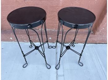 Two Wrought Iron Stools