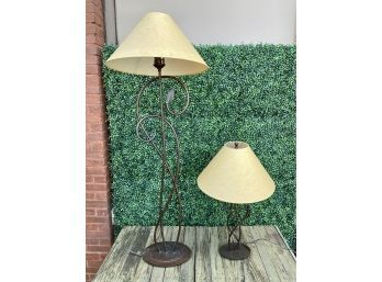Pair Of Coordinating Lamps With Paper Shades
